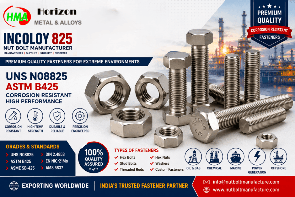 Incoloy Alloy 825 Nut Bolt Manufacturer in India